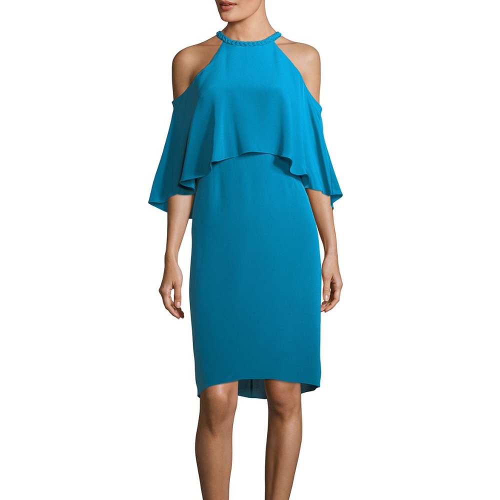 NWT Kobi Halperin Leyton Cold-Shoulder Silk Cocktail Dress